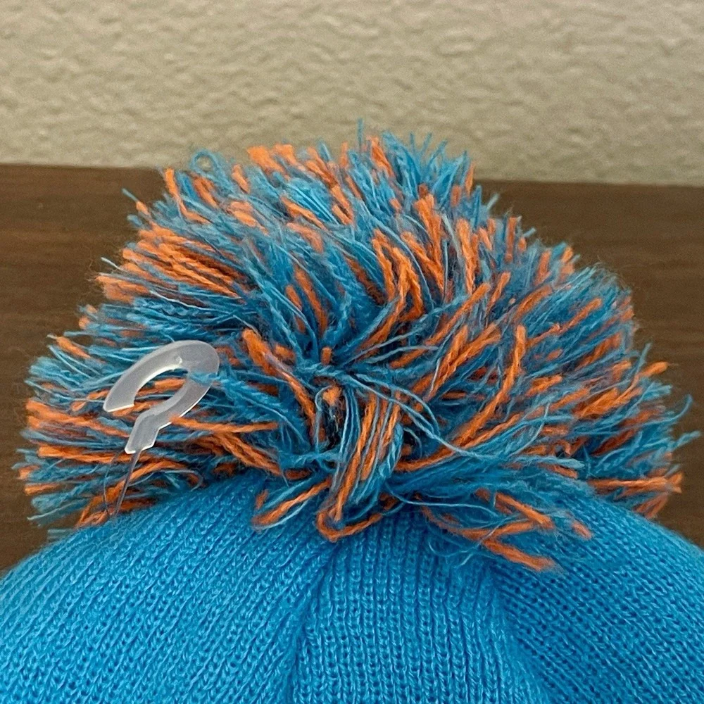 Folsom‎ Beer Week Knit Pom Beanie Hat Novelty Blue Orange Fold Over